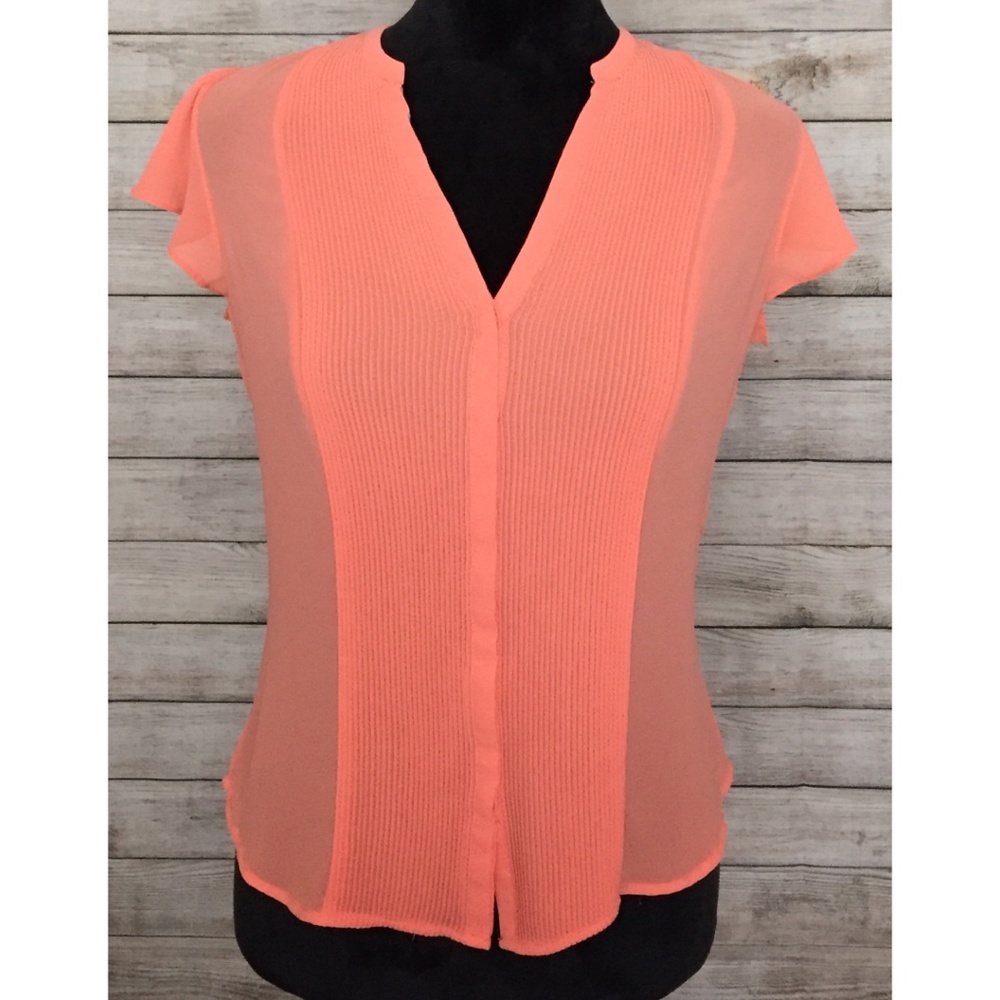 H&M Peach Blouse Sheer Button Down